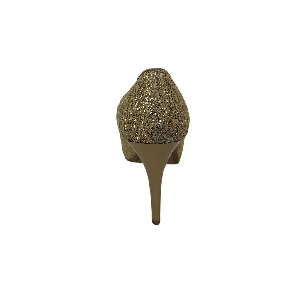 Carlos by Carlos Santana Love Gold Glitter Pumps Heels Size 8.5M Preowned in Box